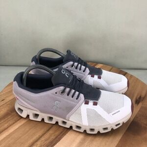 On Cloud 5 Womens Running Shoes White Grey Size 10 Lightweight Cushioned Comfort